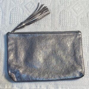 MZ Wallace Silver coated leather Clutch Bag with Tassel